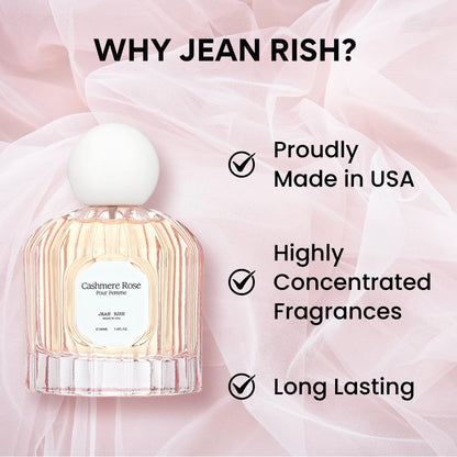 Jean Rish Cashmere Rose – Eau de Parfum for Women, Clove, Rose & Oud, USA Made
