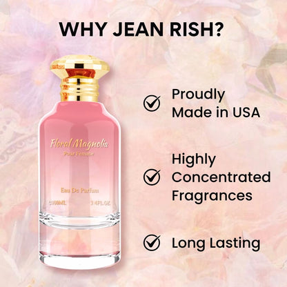 Jean Rish Floral Magnolia Eau De Parfum for Women – Yuzu, Magnolia & Amber, 3.4 oz