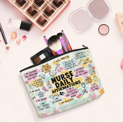 Jeilink Daily Affirmations Makeup Bag for Nurses | Travel Toiletry Bag Gift