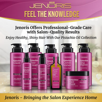 Jenoris Professional Curls Cream – Pistachio Oil Hydration for Defined, Frizz-Free Curls (16.9 fl oz)