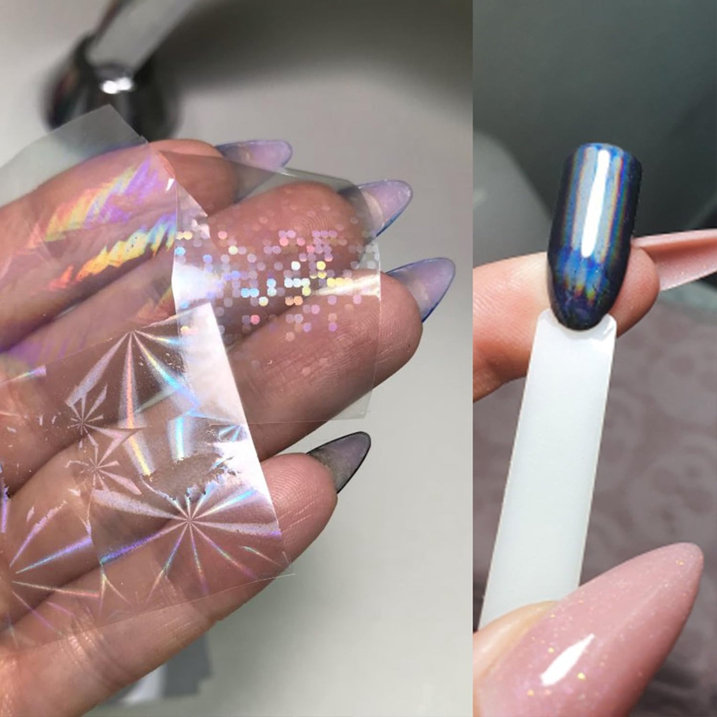 JERCLITY Aurora Transparent Nail Foil Transfer Sticker Kit – 20 Rolls for Iridescent Nail Art