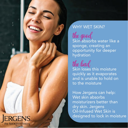 Jergens Wet Skin Body Moisturizer with Refreshing Coconut Oil – 2-Pack, 10 oz Each