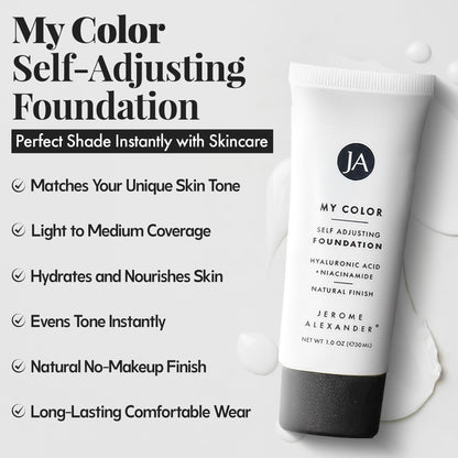 Jerome Alexander My Color Self-Adjusting Foundation — Hydrating, Lightweight, Skincare-Infused (Light, 1 oz)