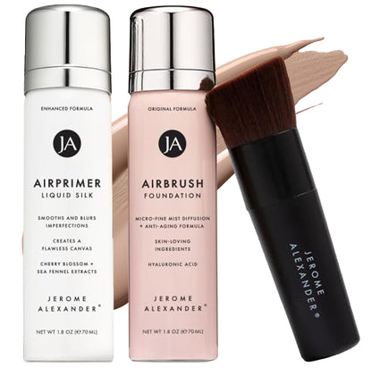 MagicMinerals AirBrush Foundation Set Jerome Alexander – 3pc (Primer, Foundation, Kabuki Brush)