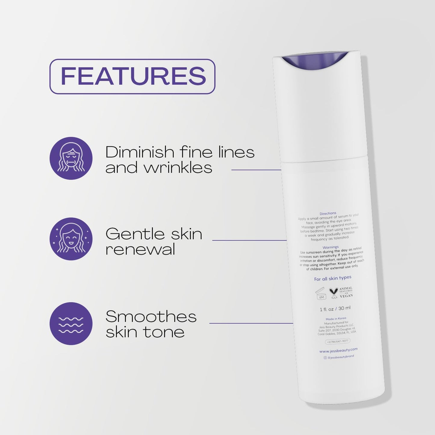 JESS BEAUTY Age Rewind Retinol Cream | Centella Asiatica & Hyaluronic Acid Night Moisturizer