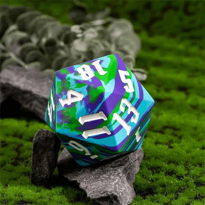 Jester's Bounce | Silicone D20 | Single Dice | Blue Green