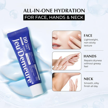 JEU'DEMEURE DermiShuttle DD Cream Aqua – Deep Hydration, Barrier Repair & Brightening for Face, Neck & Hands