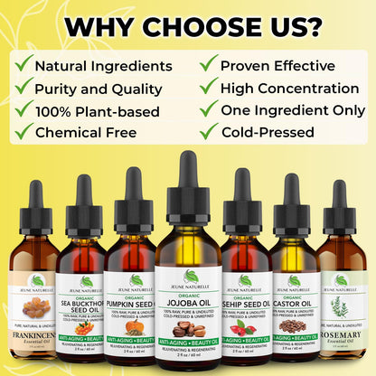 Jeune Naturelle Organic Jojoba Oil – Cold-Pressed, 100% Pure, 2 oz