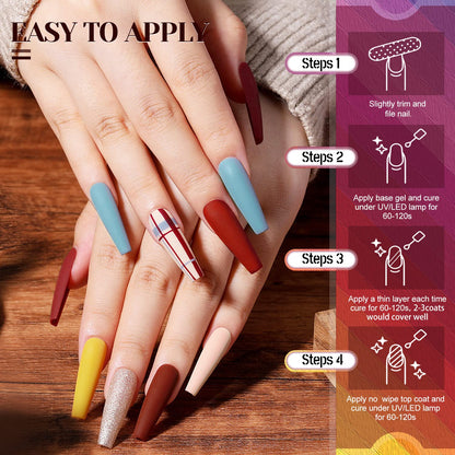 JEWHITENY 45-Piece Gel Nail Kit: 42 Colors Plus Base, Glossy & Matte Top Coats