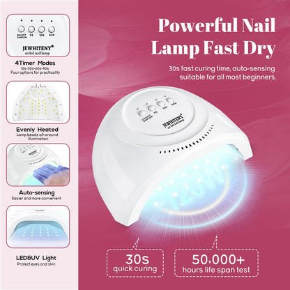 JEWHITENY 45PCS Gel Nail Kit with 48W UV LED Lamp – 40 Colors