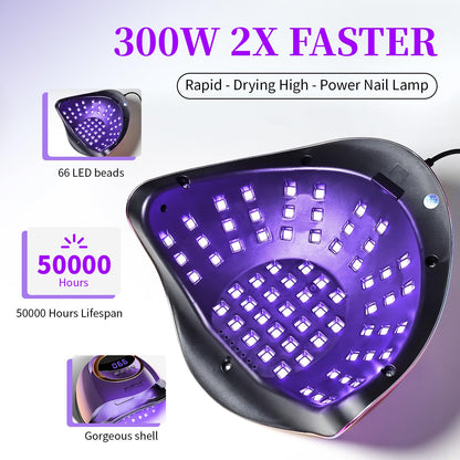 JEWHITENY Purple Fast UV Nail Dryer – 66-Bead Gel Lamp with Auto Sensor & 4 Timers