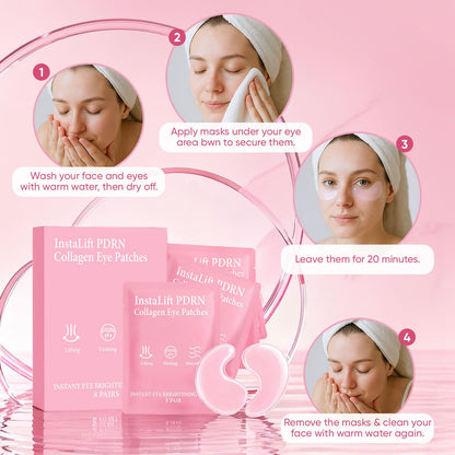 Jfsyb Instalift PDRN Collagen Eye Patches – Hydrating Hydrogel Under Eye Masks for Dark Circles