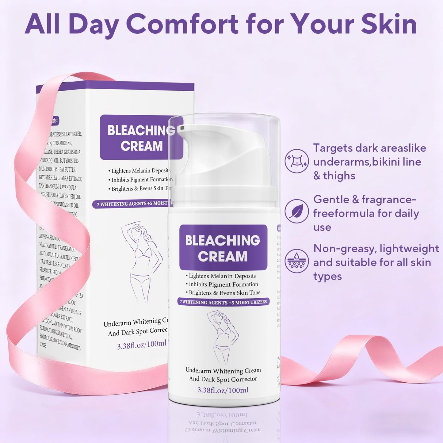 JIANLANPTT Skin Bleaching Cream – Dark Spot Remover for Face & Body (3.38 oz) with Vitamin C