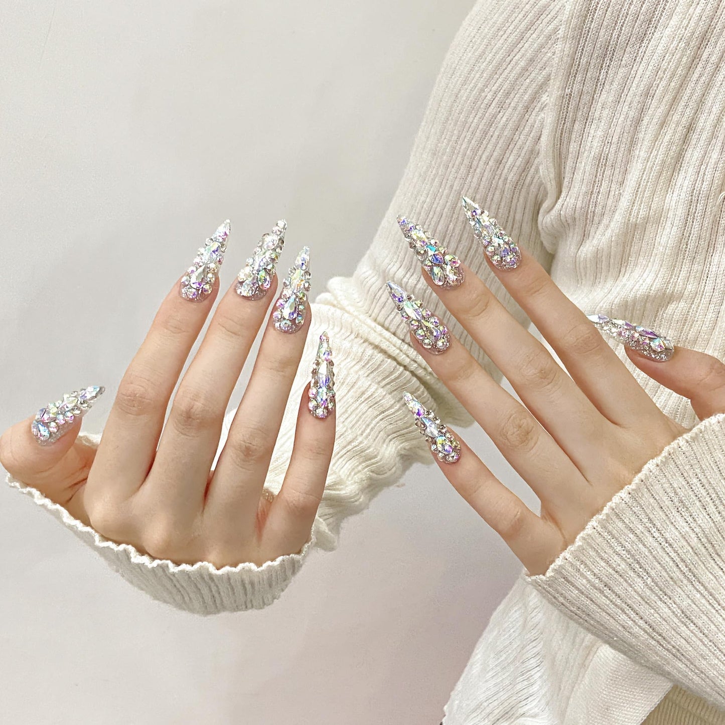 JIEADJIE Press On Nails – 100% Handmade Nail Art, Luxury Laser Illusion (Small)