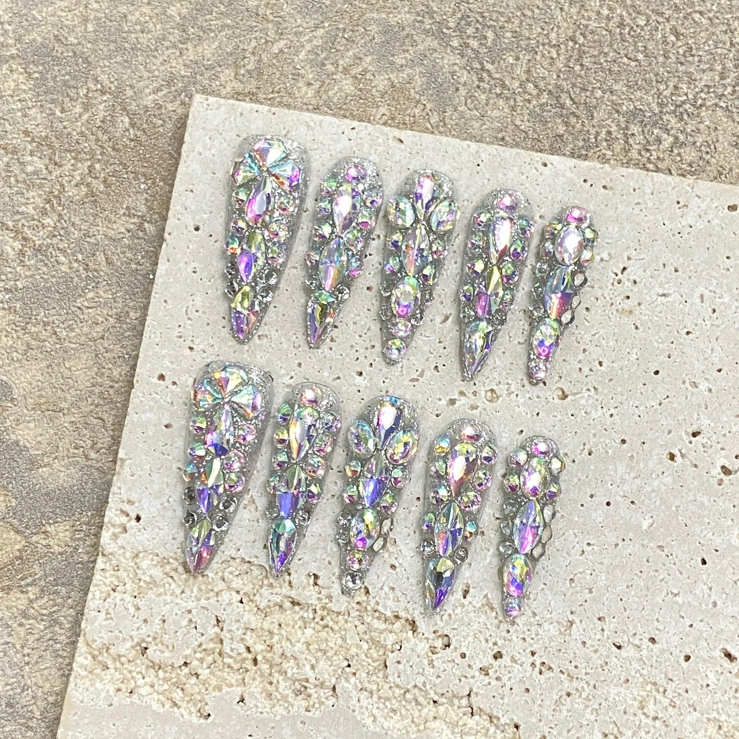 JIEADJIE Press On Nails – 100% Handmade Nail Art, Luxury Laser Illusion (Small)