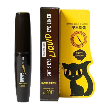 Jigott Cat's Eye Waterproof Liquid Eyeliner – Black Brown (0.31 fl oz / 9 g)