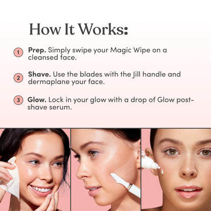 JILL Glow After Shave Cream for Face – Post-Shave Moisturizer (4x0.2oz)