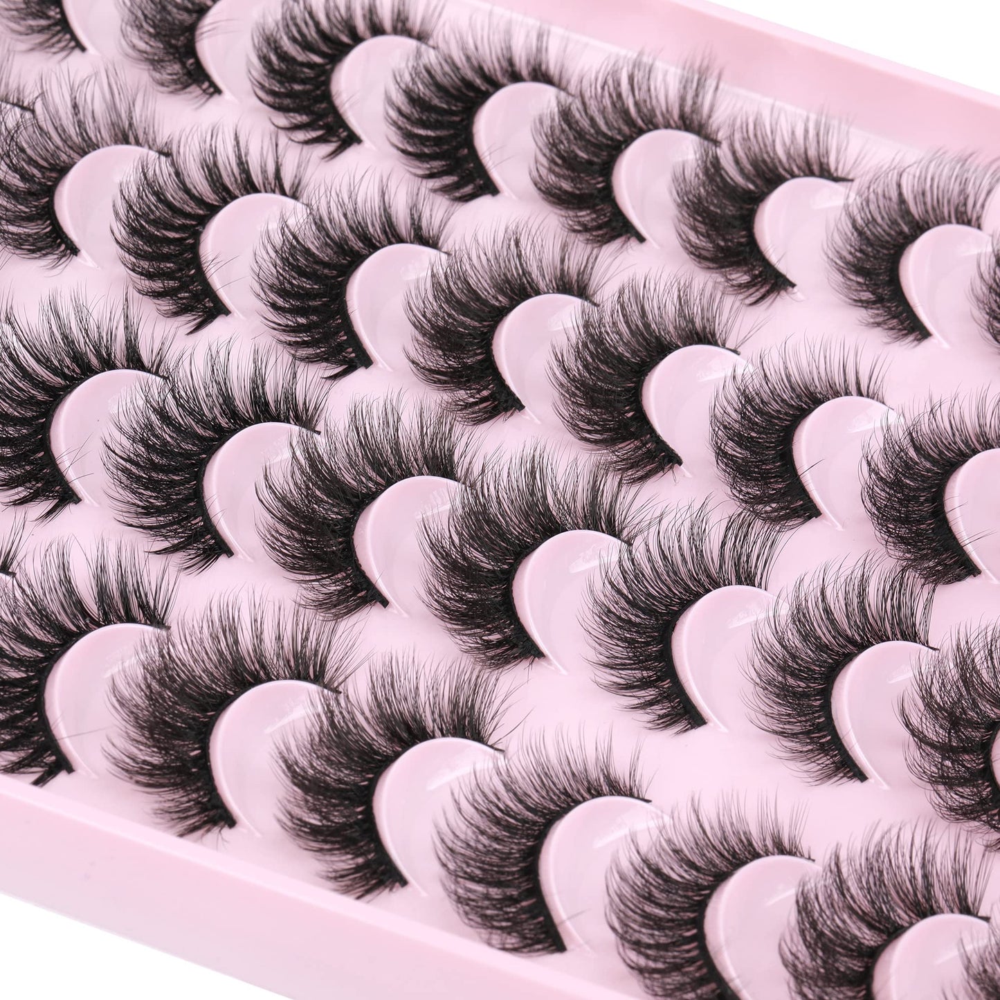 JIMIRE False Eyelashes – Natural Fluffy Wispy 5D 14–18mm (20 Pairs)