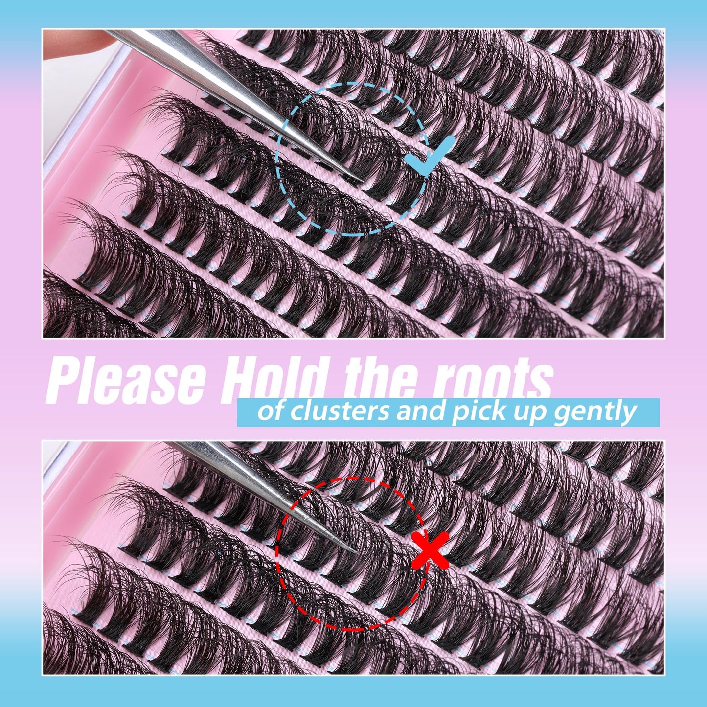 JIMIRE Fluffy Lash Clusters — 50D D Curl Volume Lashes, 9–16mm, 280Pcs, Beginner Friendly