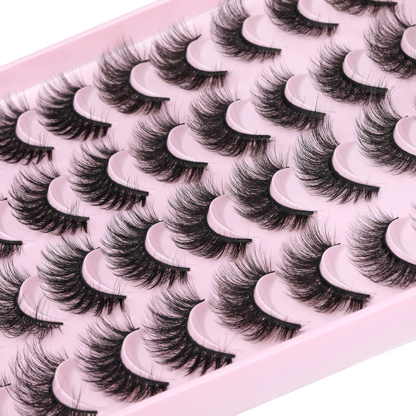 JIMIRE False Eyelashes – Natural Fluffy Wispy 5D 14–18mm (20 Pairs)
