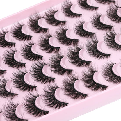JIMIRE False Eyelashes – Natural Fluffy Wispy 5D 14–18mm (20 Pairs)