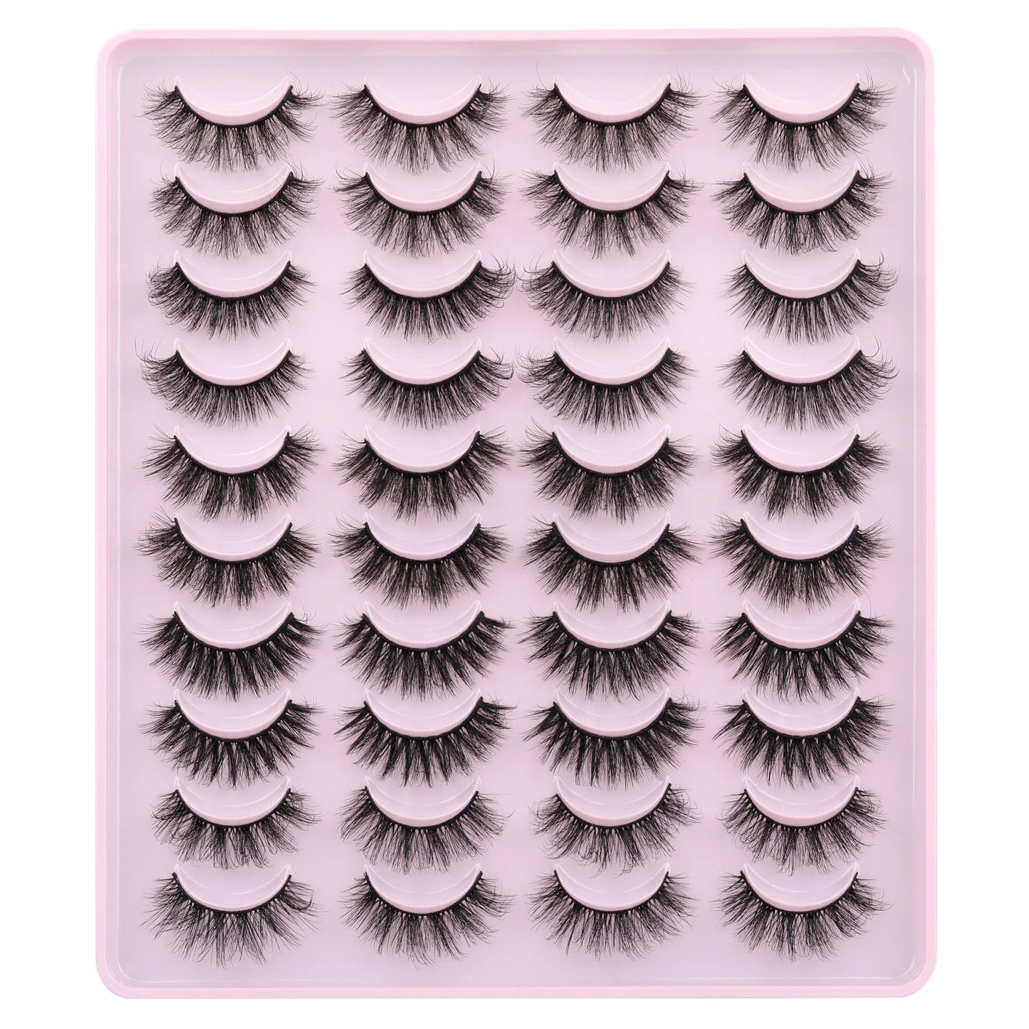 JIMIRE False Eyelashes – Natural Fluffy Wispy 5D 14–18mm (20 Pairs)