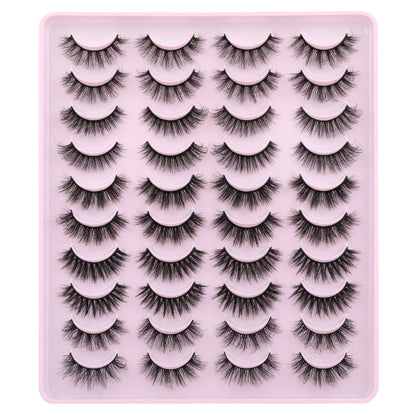 JIMIRE False Eyelashes – Natural Fluffy Wispy 5D 14–18mm (20 Pairs)