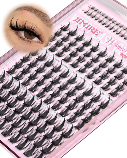 JIMIRE Manga Lash Clusters with Spikes – 160 Pcs, 10–16mm, Invisible Band