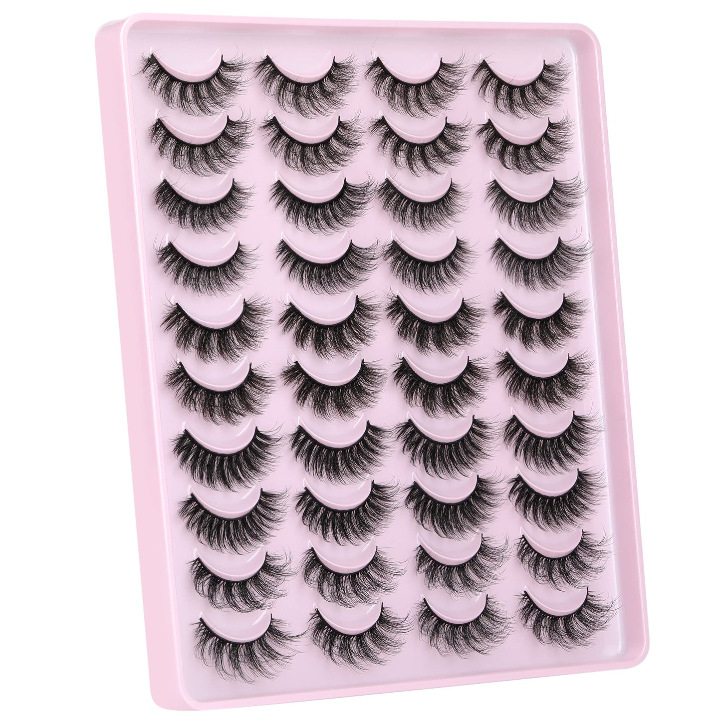 JIMIRE False Eyelashes – Natural Fluffy Wispy 5D 14–18mm (20 Pairs)