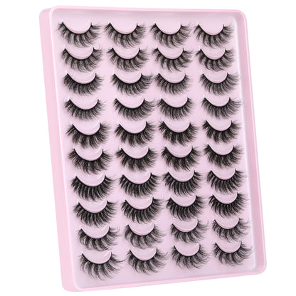 JIMIRE False Eyelashes – Natural Fluffy Wispy 5D 14–18mm (20 Pairs)