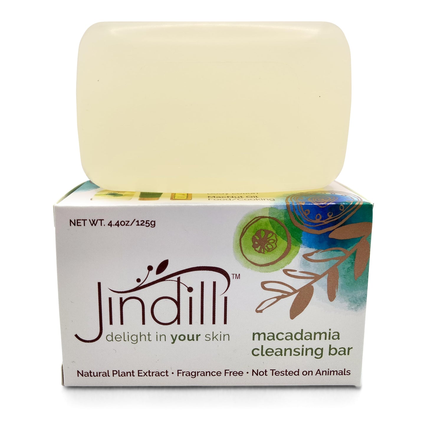 Jindilli Macadamia Oil Cleansing Bar – Fragrance-Free, Non-Greasy, Skin & Hair Care (4.4 oz)