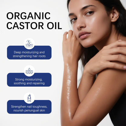 JISKG 2 Pcs Organic Castor Oil with Rose Quartz Roller – Hexane-Free, Cold-Pressed