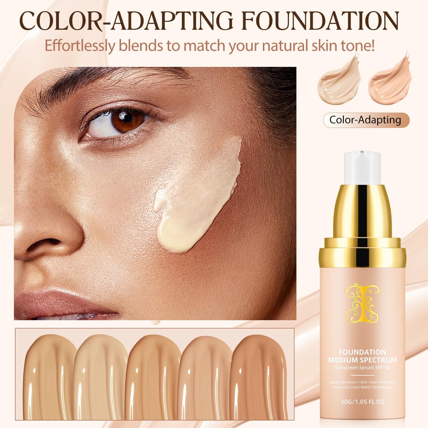 Jiugonggang 4-in-1 Foundation Liquid – SPF 50+ Long-Wear Waterproof Makeup for Gym, Sports, and Dance