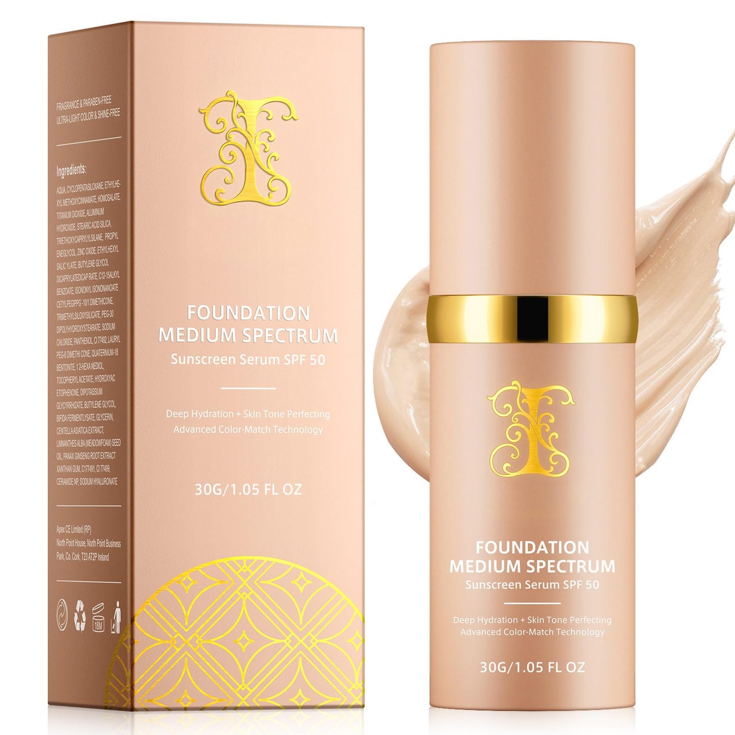 Jiugonggang 4-in-1 Foundation Liquid – SPF 50+ Long-Wear Waterproof Makeup for Gym, Sports, and Dance