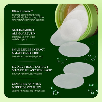 JiYu Toning Polish Pads – Korean Skincare for Dark Spots, Wrinkles & Dull Skin | Hydrating 2-Pack, 200 Pads