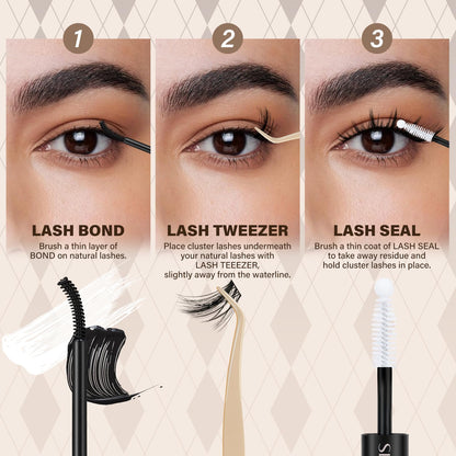 JMS&JMS 156Pcs Lash Clusters CC Curl 8-18mm | DIY Wispy Lashes with Soft Band