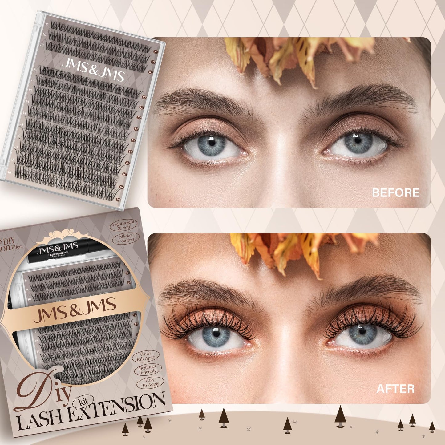 JMS&JMS Lash Clusters Kit D Curl Lash Lift — Beginner Wispy Lashes