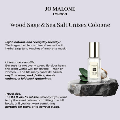 Jo Malone Wood Sage & Sea Salt Deluxe Sample 9ml – Unisex Fragrance with Credit