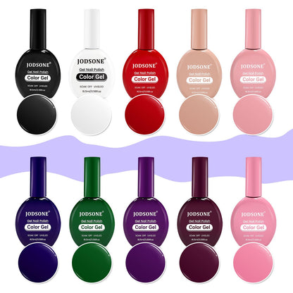 JODSONE 12-Piece Gel Nail Polish Set (16.5 ml) with Base Coat + Top Coat — 10 Colors for At-Home Nail Art
