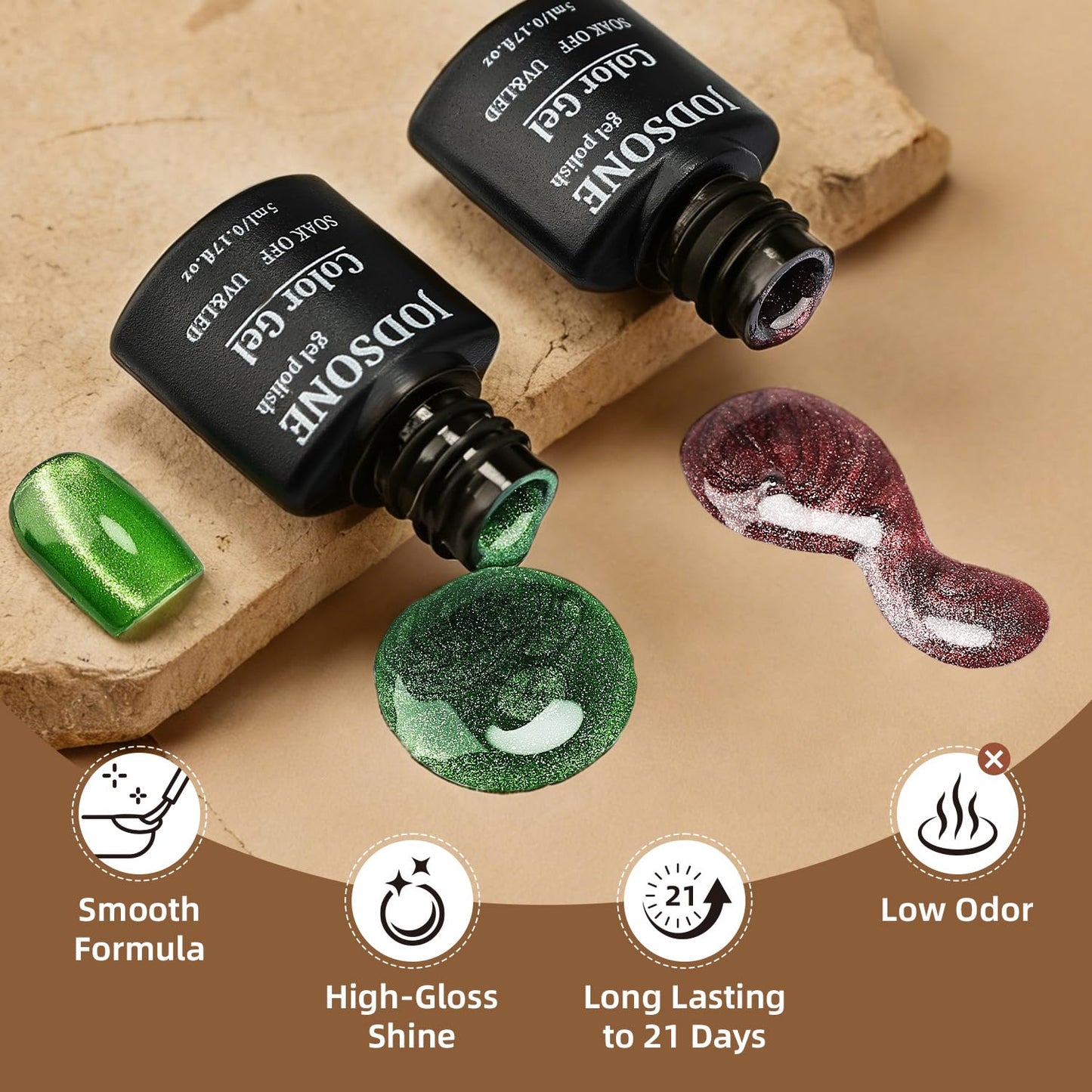JODSONE 23‑Piece Cat Eye Gel Nail Polish Set with Base Coat & Top Coat | 3‑in‑1 Magnetic Design