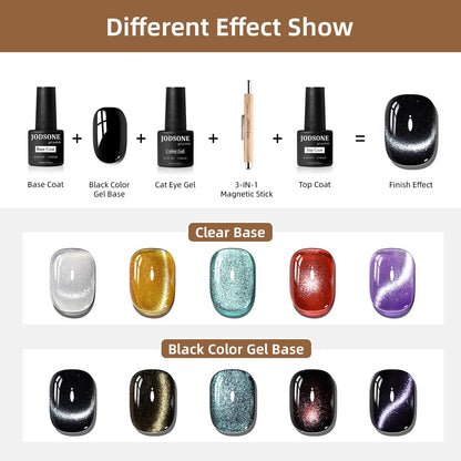 JODSONE 23‑Piece Cat Eye Gel Nail Polish Set with Base Coat & Top Coat | 3‑in‑1 Magnetic Design