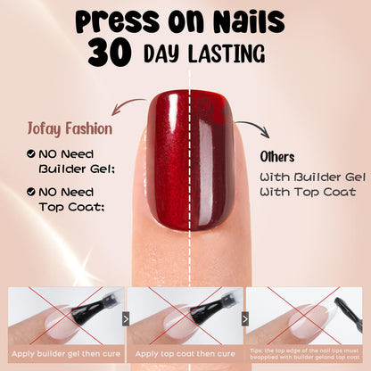Jofay Fashion Bt Art Box Chameleon Cat Eye Press-On Nails – Short Square 160Pcs Kit