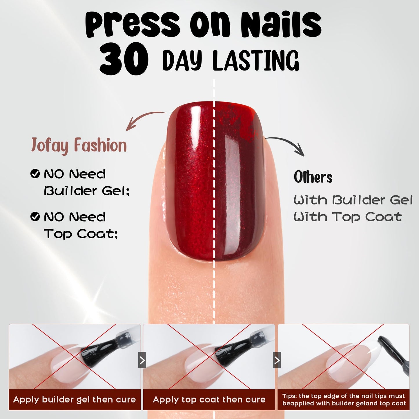 Jofay Fashion Pink Chrome Press On Nails – Short Square, 160PCS, 16 Sizes, Soft Gel Kit