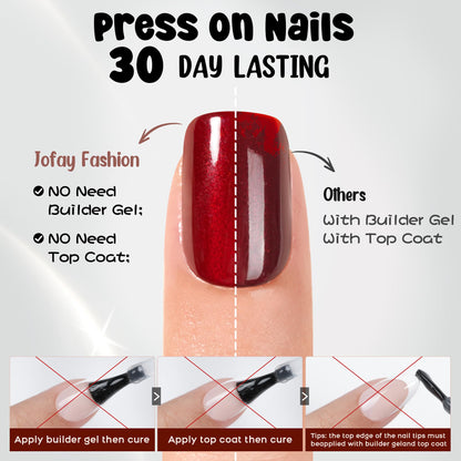 Jofay Fashion Press On Nails Short Dark Purple – Chrome Square, 160pcs Soft Gel Kit | 16 Sizes