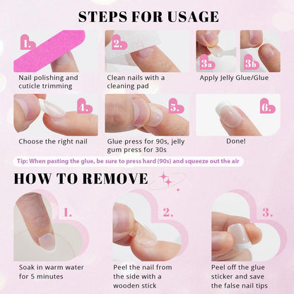 Jofay Fashion Press On Nails Short 5 Styles – 160Pcs Cat Eye Glitter French Tip, Reusable Opaque Gel Nails, Square Glue-On Nails (16 Sizes)