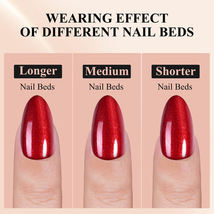Jofay Fashion Red Press On Nails Short – 160 Pcs Almond Glitter, Salon-Quality
