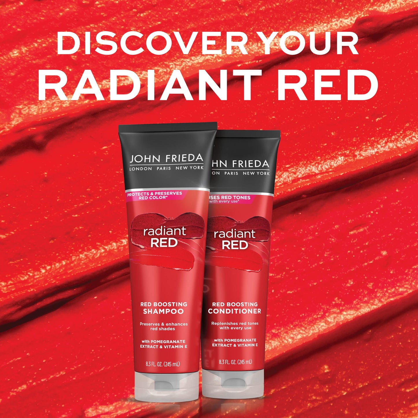 John Frieda Radiant Red Color-Boosting Conditioner — Hydrates and Enhances Red Tones (8.3 oz, Pack of 2)
