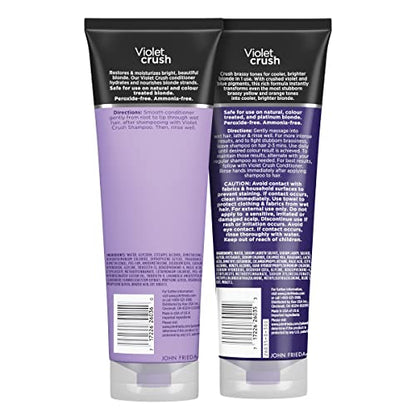 John Frieda Violet Crush Purple Shampoo & Conditioner Set for Blonde Hair – Neutralizes Yellow Tones, 8.3 oz each, Pack of 2