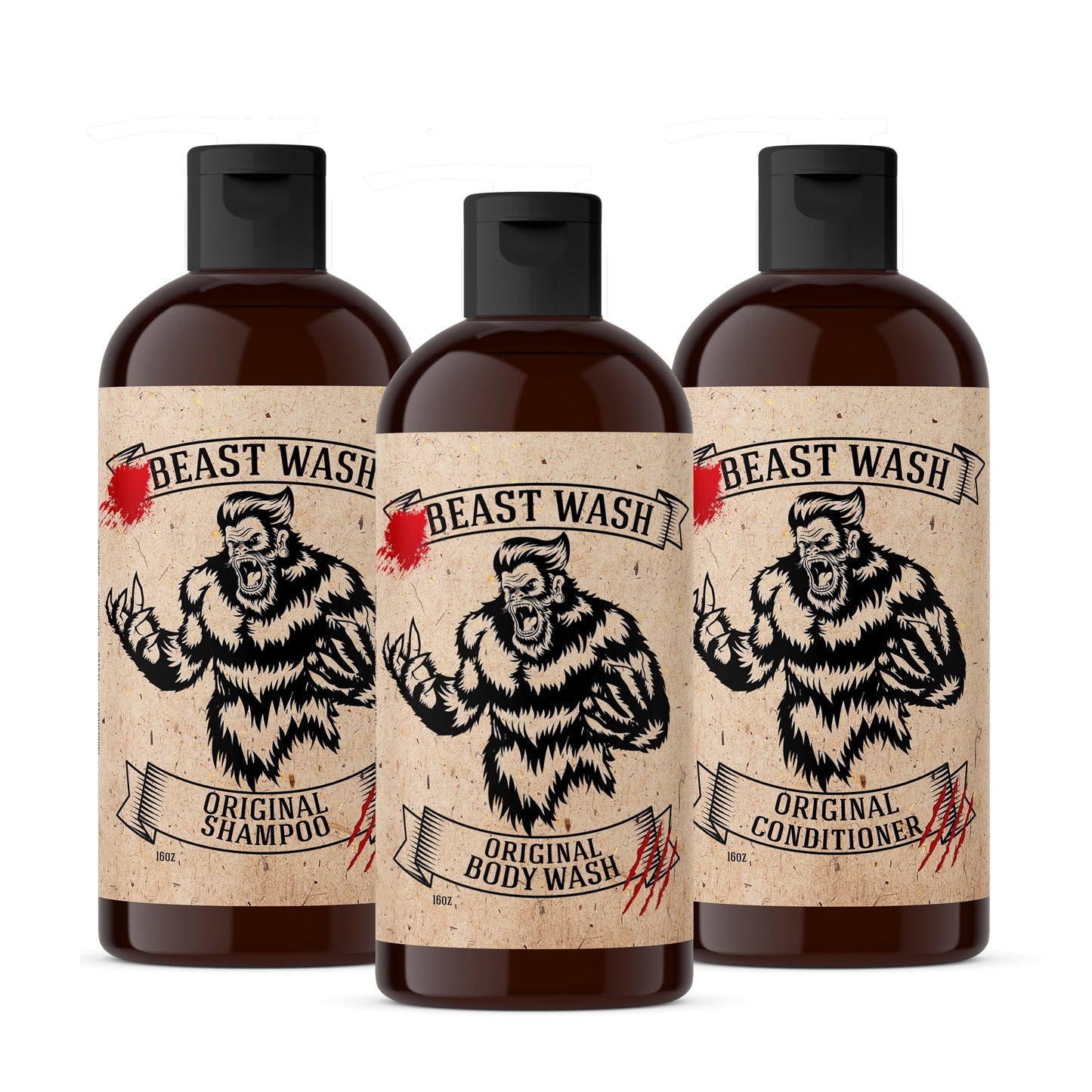 Johnny Slicks Beast Shower Set – Organic Shampoo, Body Wash & Conditioner | Original Scent