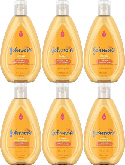 Johnson's Baby Shampoo Travel Size – 6 x 1.7 oz Bottles | Gentle, Tear-Free Cleansing